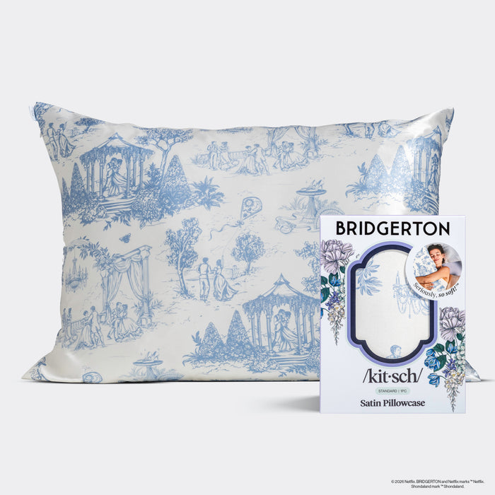 Bridgerton x Kitsch Satin Pillowcase in Garden Toile