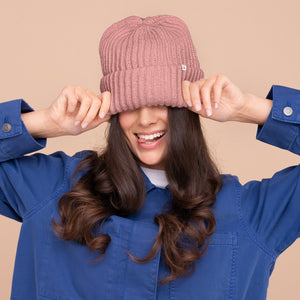 Glazey™ Satin-Lined Beanie in Blush