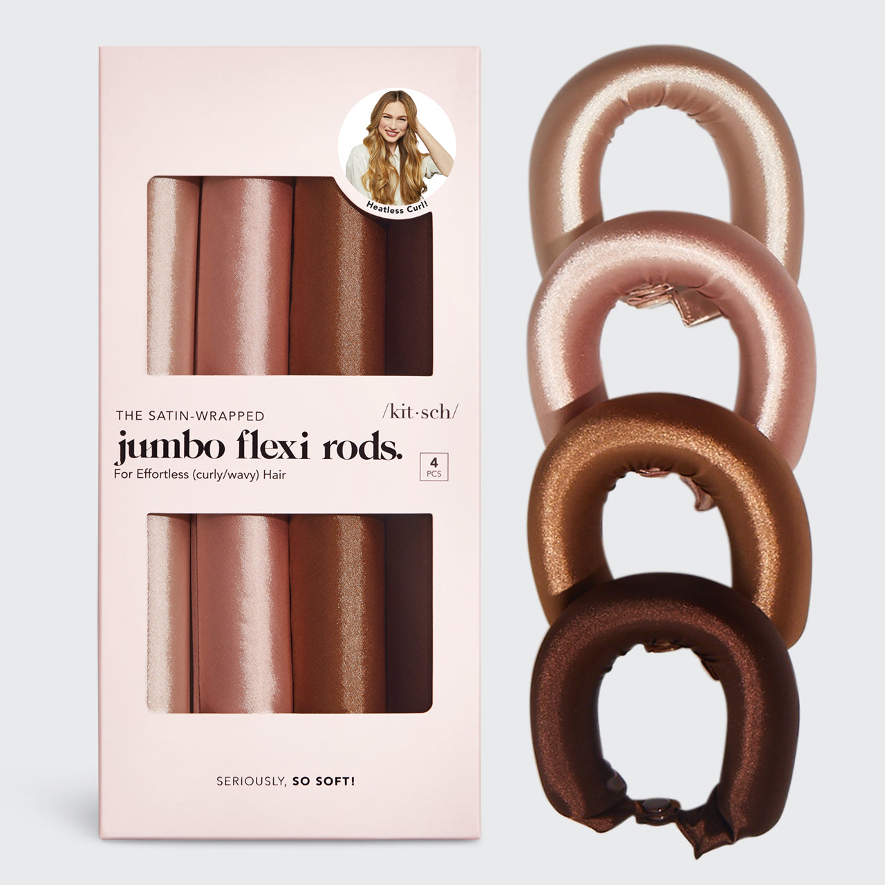 Rosewood Satin Jumbo Flexi Rods 4pc Set