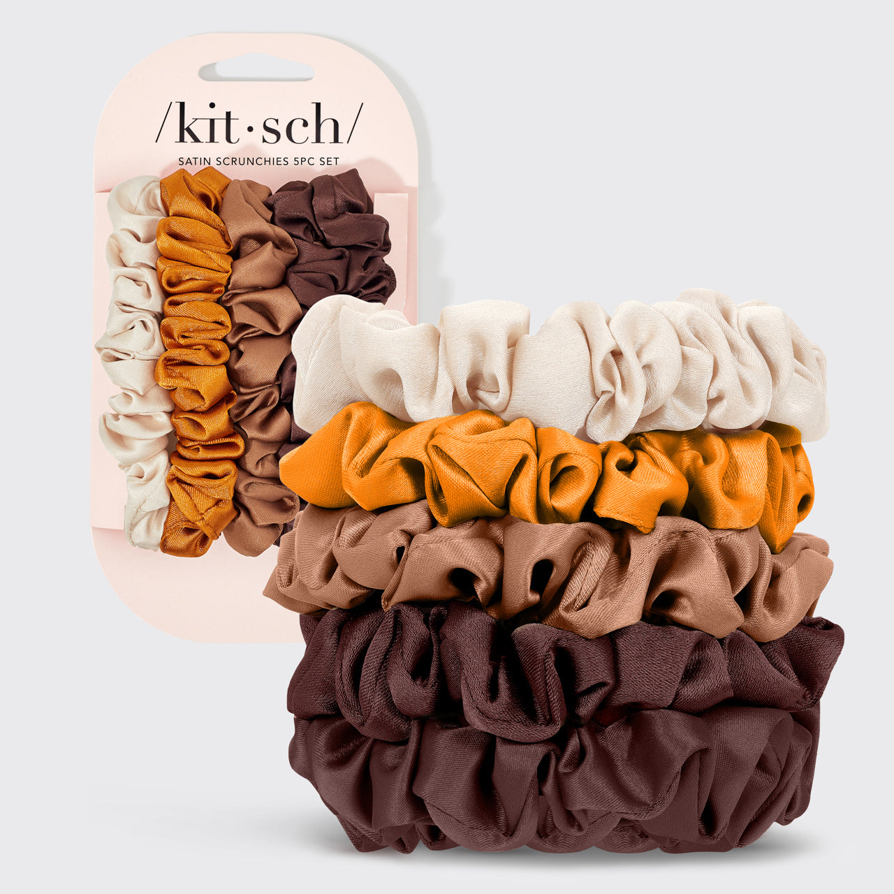 Satijnen Petite Scrunchies 5-delige set - Sedona