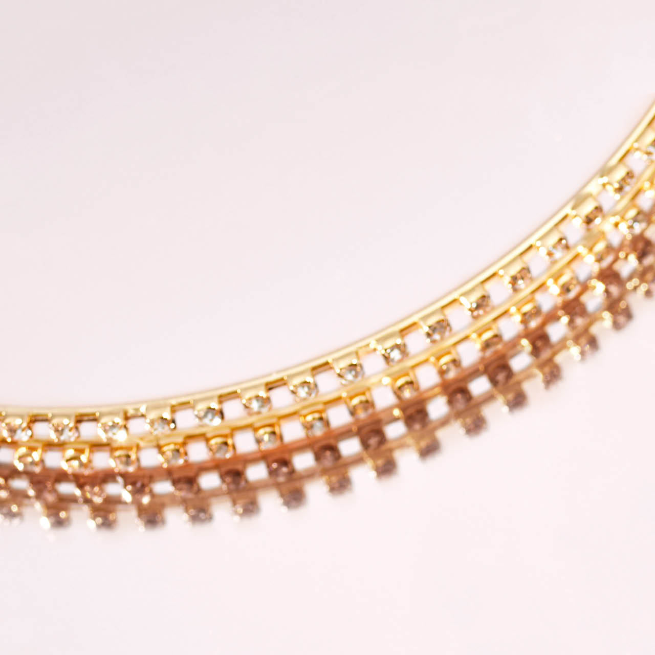 Gold Metal Rhinestone Double Headband