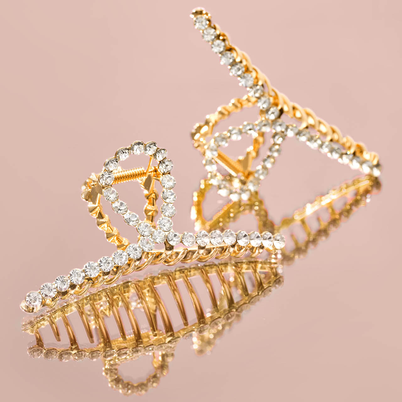 Metal Rhinestone Loop Claw Clip 1pc - Gold