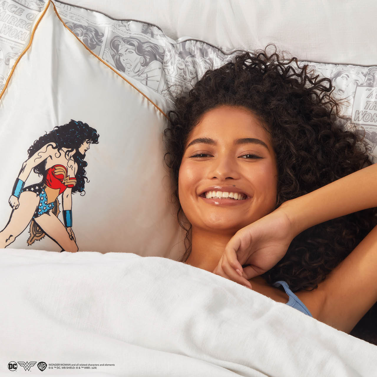 Wonder Woman x Kitsch Funda de almohada de satén - Believe In Wonder