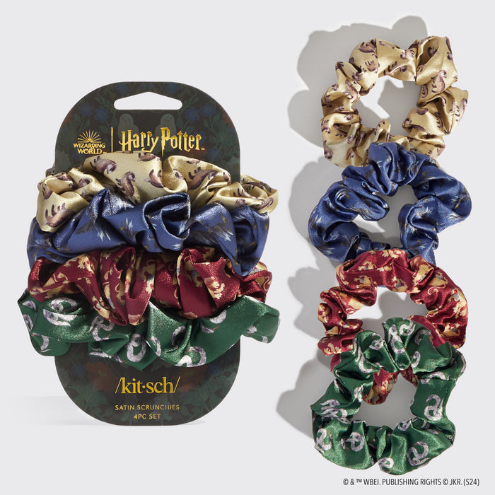 Harry Potter x Kitsch Satijnen Scrunchies Alle Huizen 4-Delige Set