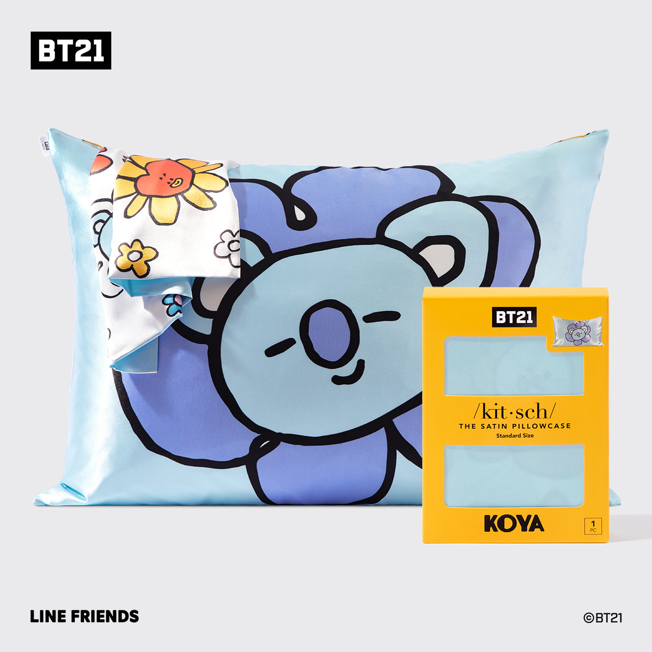 BT21 meets Kitsch Funda de almohada de satén - KOYA