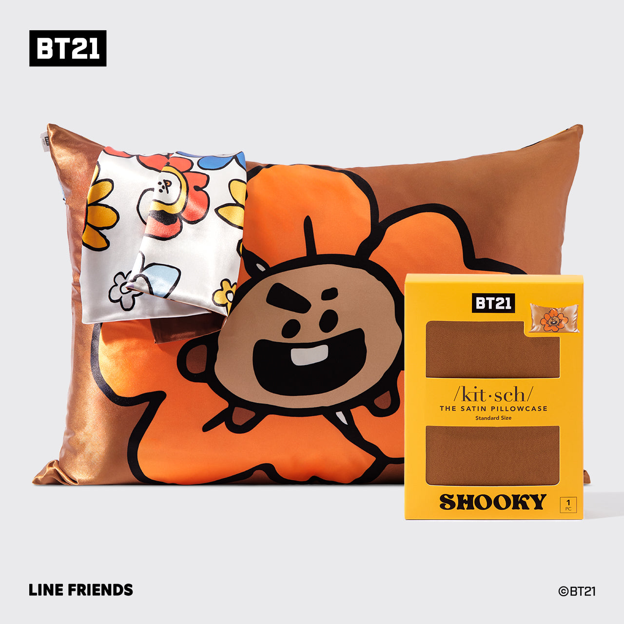 غطاء وسادة ساتان من BT21 يلتقي Kitsch - SHOOKY