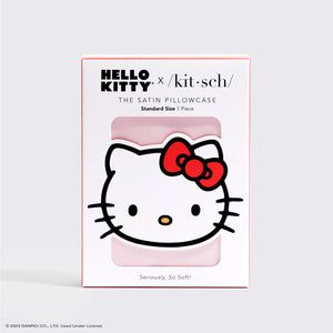 غطاء وسادة ساتان من Hello Kitty x Kitsch - وجه Hello Kitty باللون الوردي الصلب