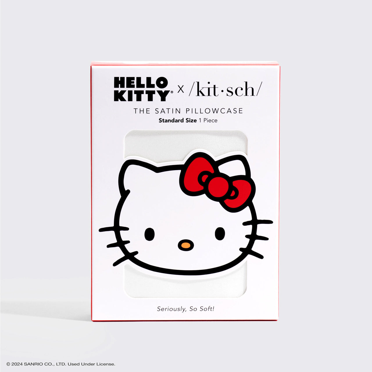 Hello Kitty x Kitsch Funda de Almohada de Satén - Marfil Sólido Lazo Hello Kitty