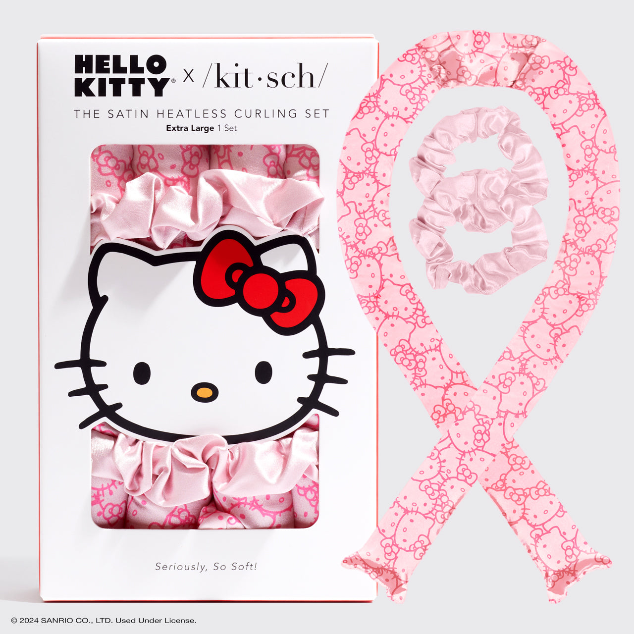 Kitsch x Hello Kitty XL Set de boucles sans chaleur - Hello Kitty Faces rose