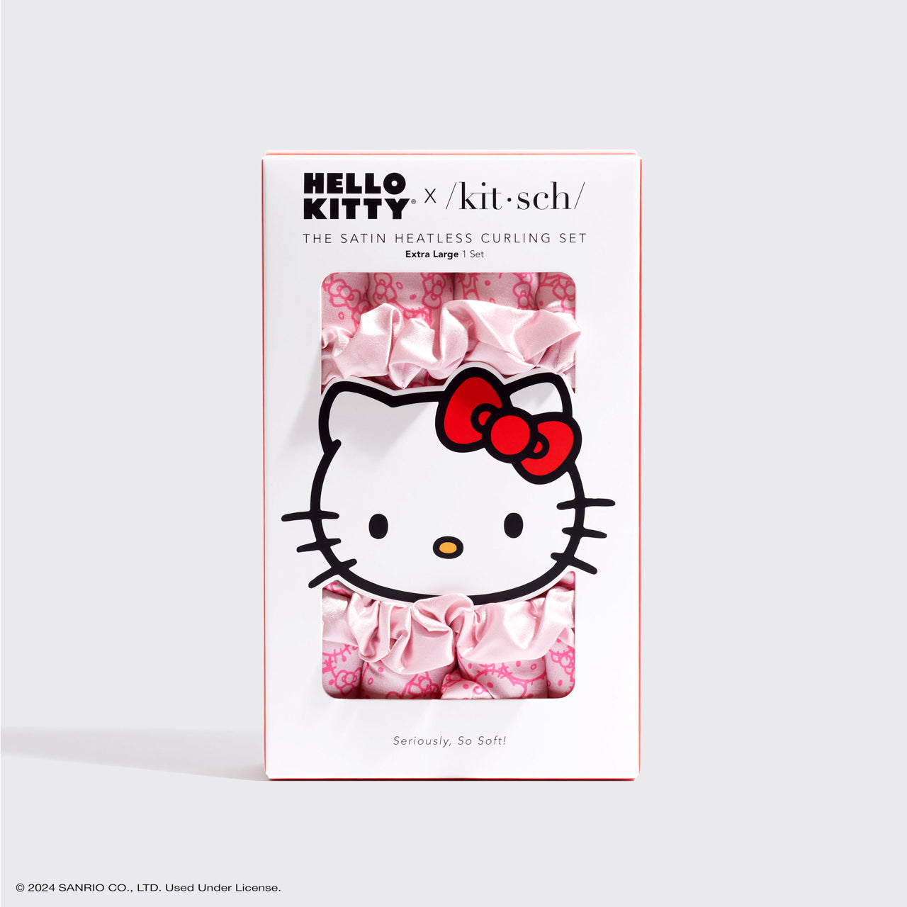 Hello Kitty x Kitsch XL Σετ για μπούκλες χωρίς θερμότητα - Ροζ πρόσωπα γατούλας