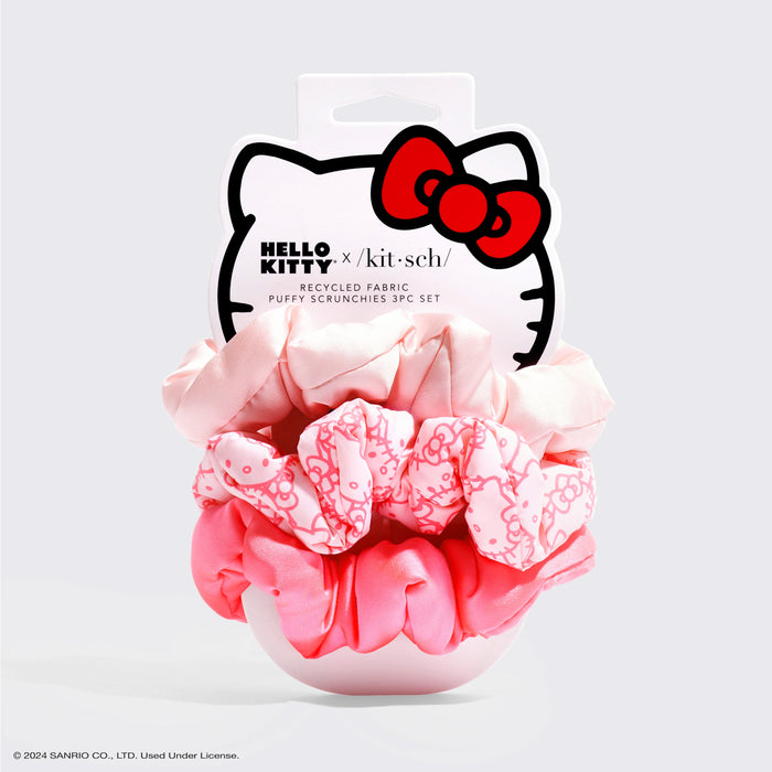 Hello Kitty x Kitsch gerecyclede stof Puffy Scrunchies 3-delige set