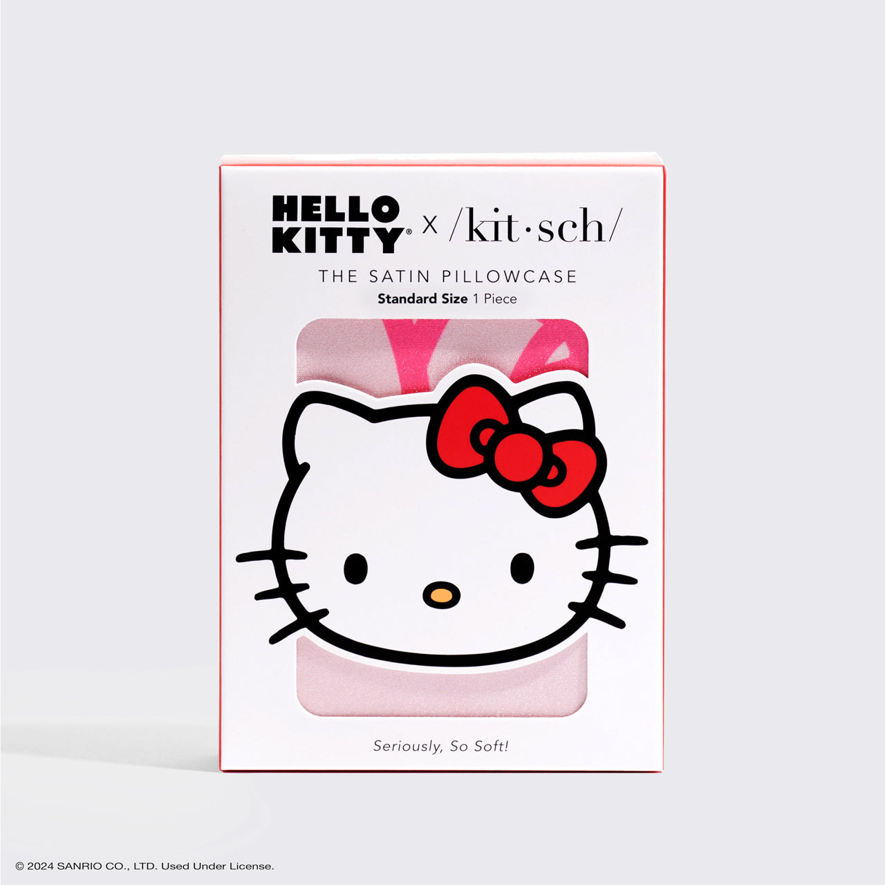 غطاء وسادة ساتان من Hello Kitty x Kitsch - وردي، وجوه Hello Kitty