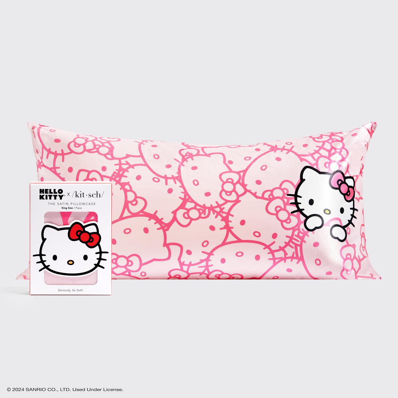 Hello Kitty x Kitsch Kussensloop King - Roze Hello Kitty-gezichten