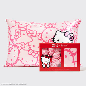 Kitsch x Hello Kitty Satin Pillowcase & Pillow Scrunchie 2pc Set