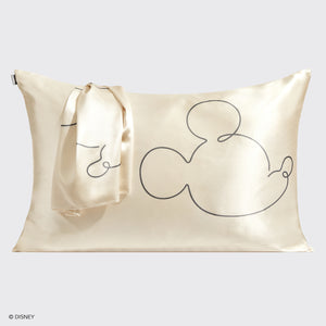 Kitsch & Mickey y Minnie Funda de Almohada de Satén Estándar Mr. Mouse - Crema