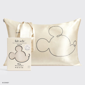 Kitsch & Mickey und Minnie Satin Kopfkissenbezug Standard Mr. Mouse - Creme