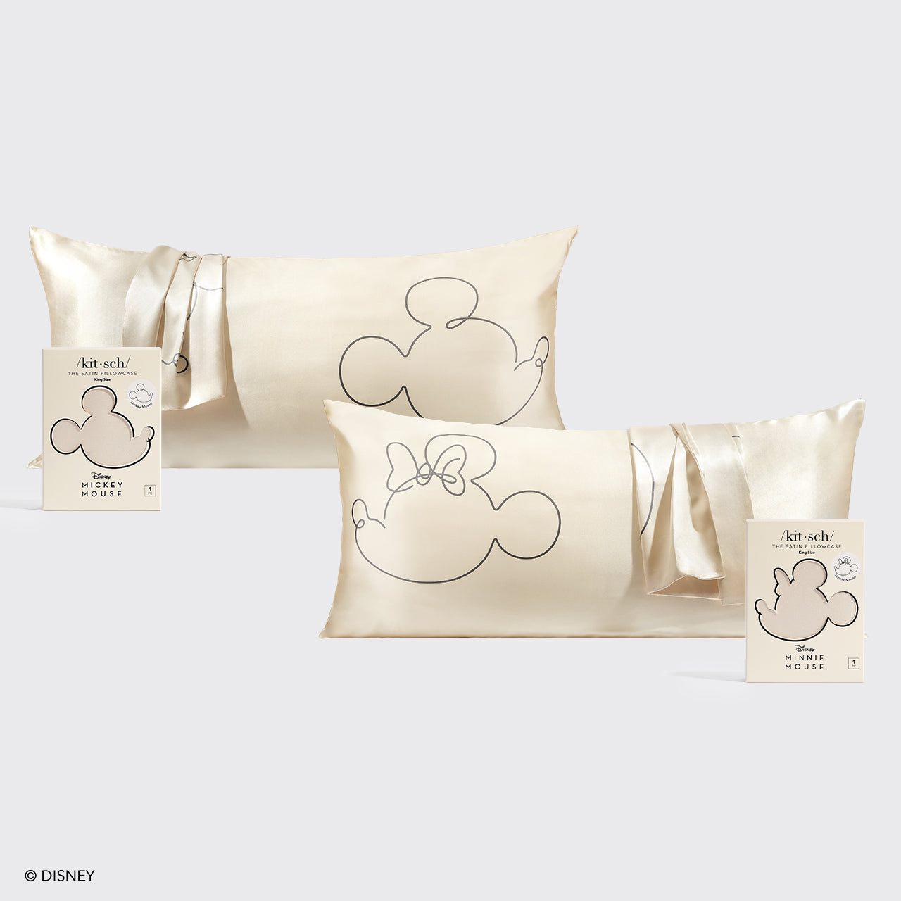 Kitsch x Mickey and Minnie King Pillowcase Bundle - Crème