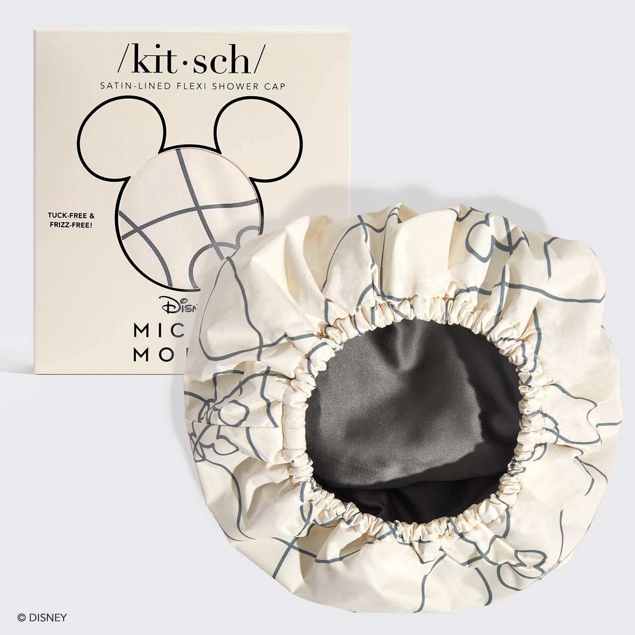 Mickey / Minnie x Kitsch Satin gefüttert Flexi Duschhaube - Mickey Labyrinth