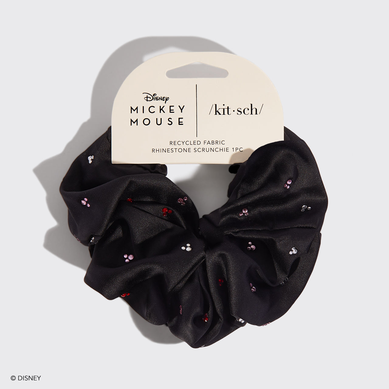 Kitsch x Mickey and Minnie Rhinestone Scrunchie - Black