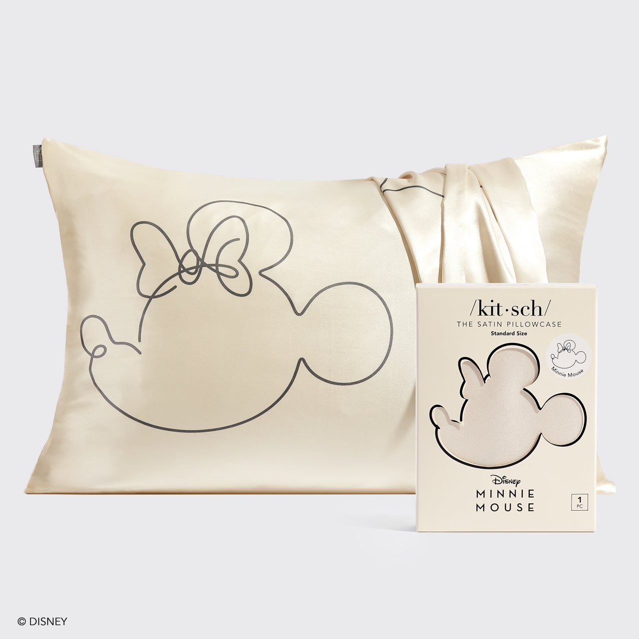 Kitsch & Mickey und Minnie Satin Kissenbezug Standard Mrs. Mouse - Creme