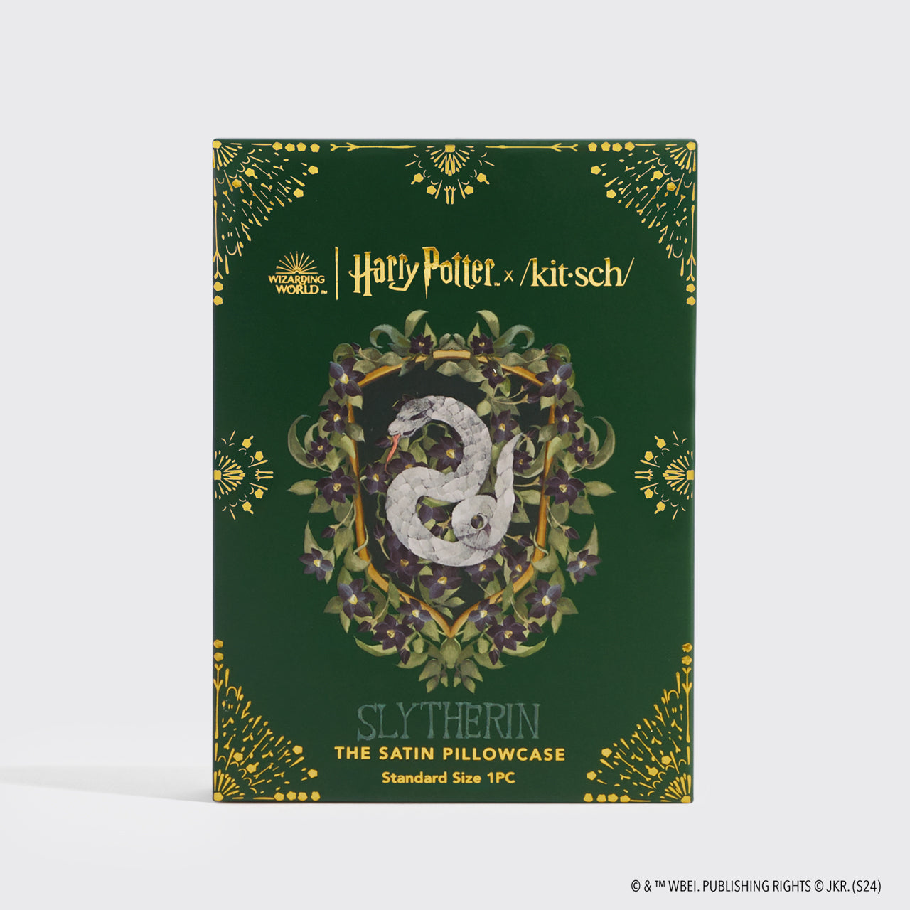 Harry Potter x Kitsch Funda de almohada de satén Estándar - Slytherin