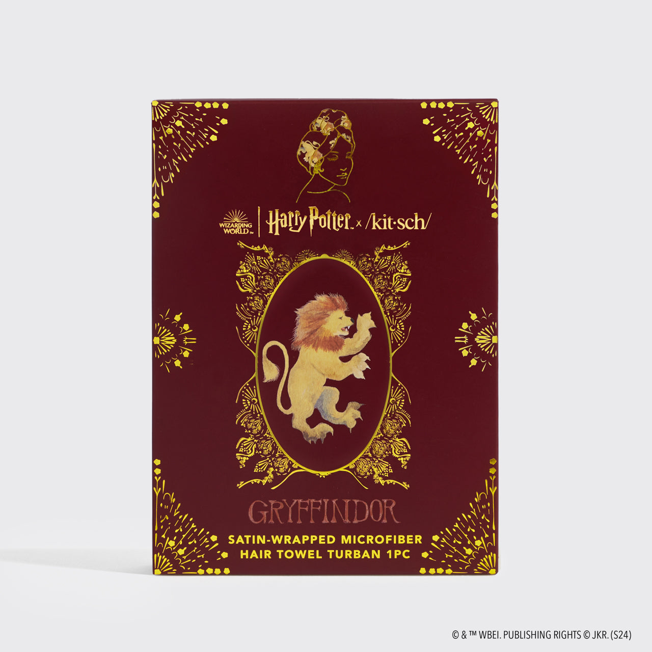 Harry Potter x Kitsch in satijn gewikkelde haarhanddoek - Gryffindor