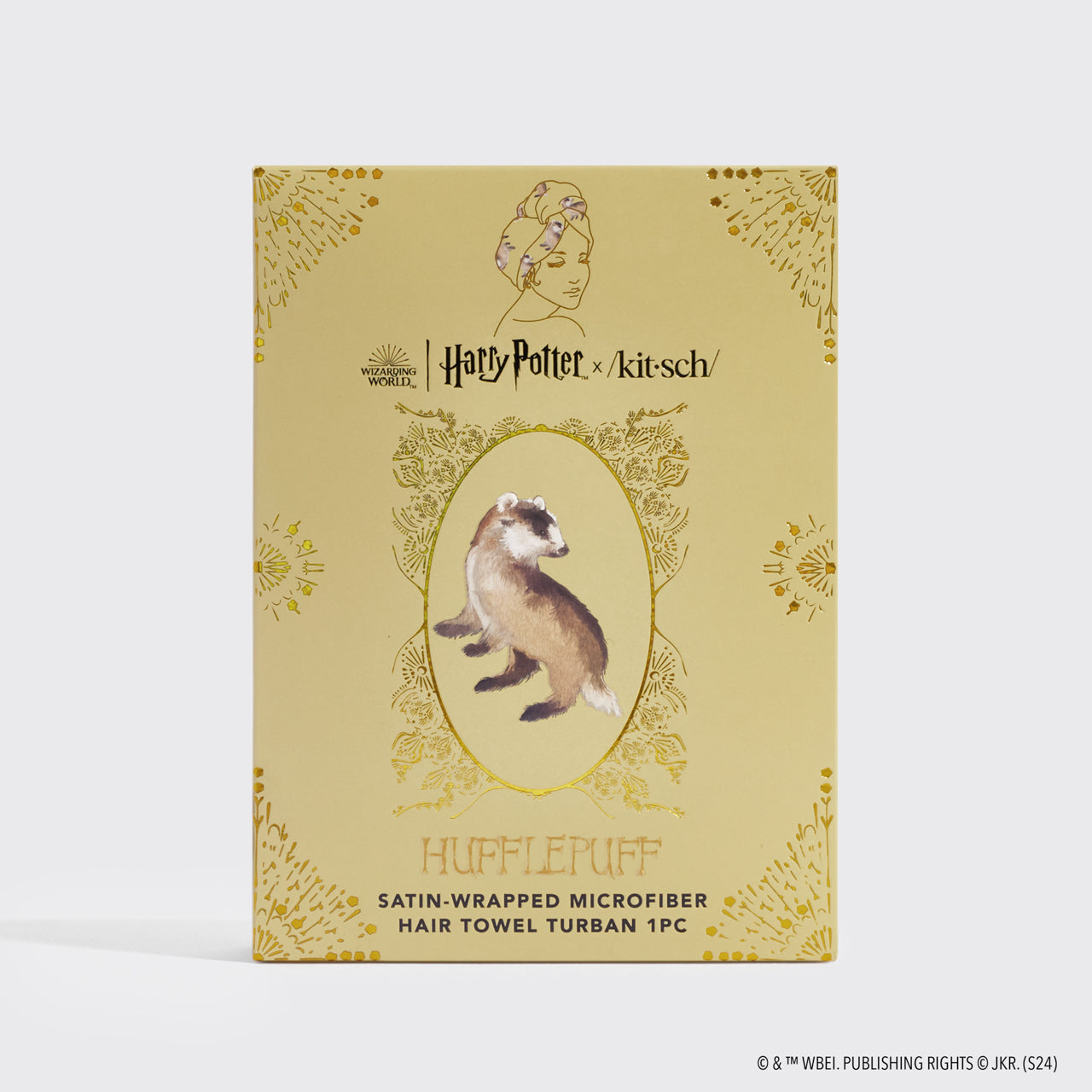 Kitsch x Harry Potter Serviette à cheveux enveloppée de satin - Hufflepuff