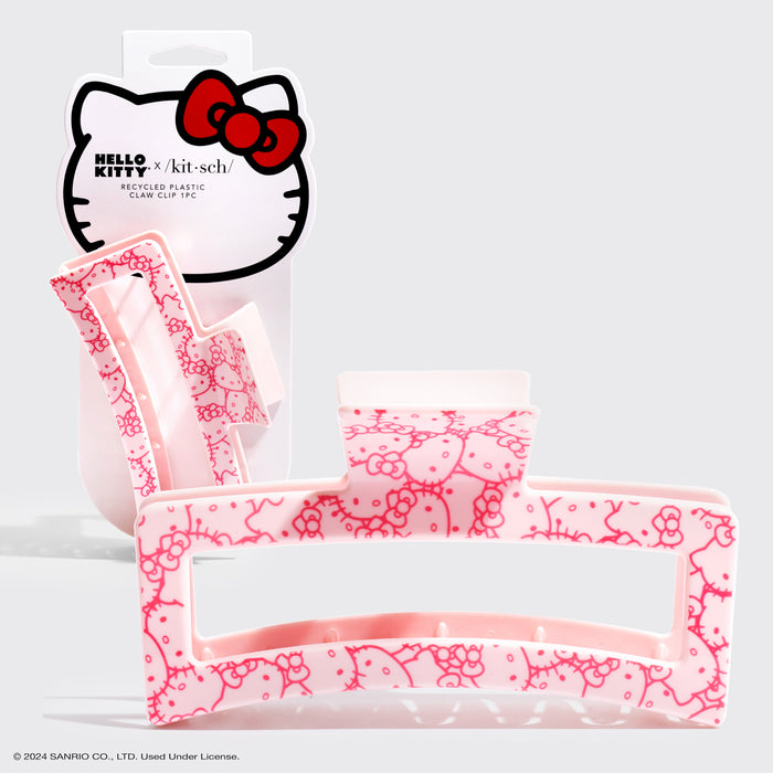 Clip ad artiglio in plastica riciclata Jumbo a forma aperta Hello Kitty x Kitsch 1pc - Facce di Kitty rosa