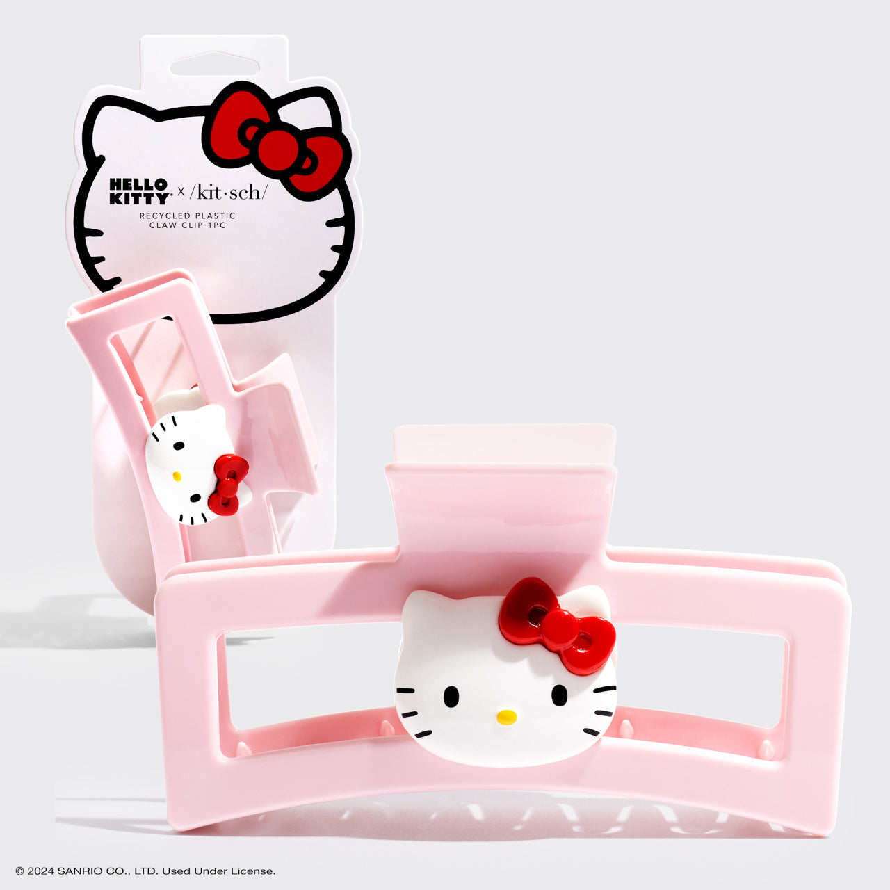 Hello Kitty x Kitsch Gerecycled Plastic Jumbo Open Vorm Klauwklem 1 stuk - Hello Kitty Gezicht