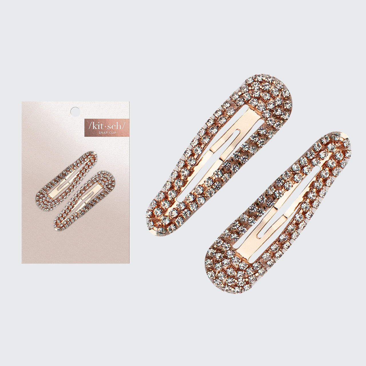 Mini Strass Snap Clips - Rosé Goud