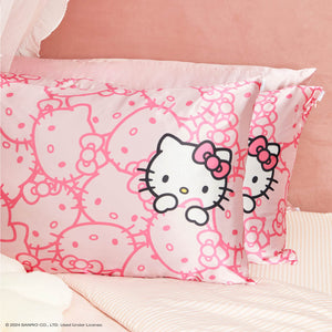 Hello Kitty x Kitsch Kussensloop King - Roze Hello Kitty-gezichten