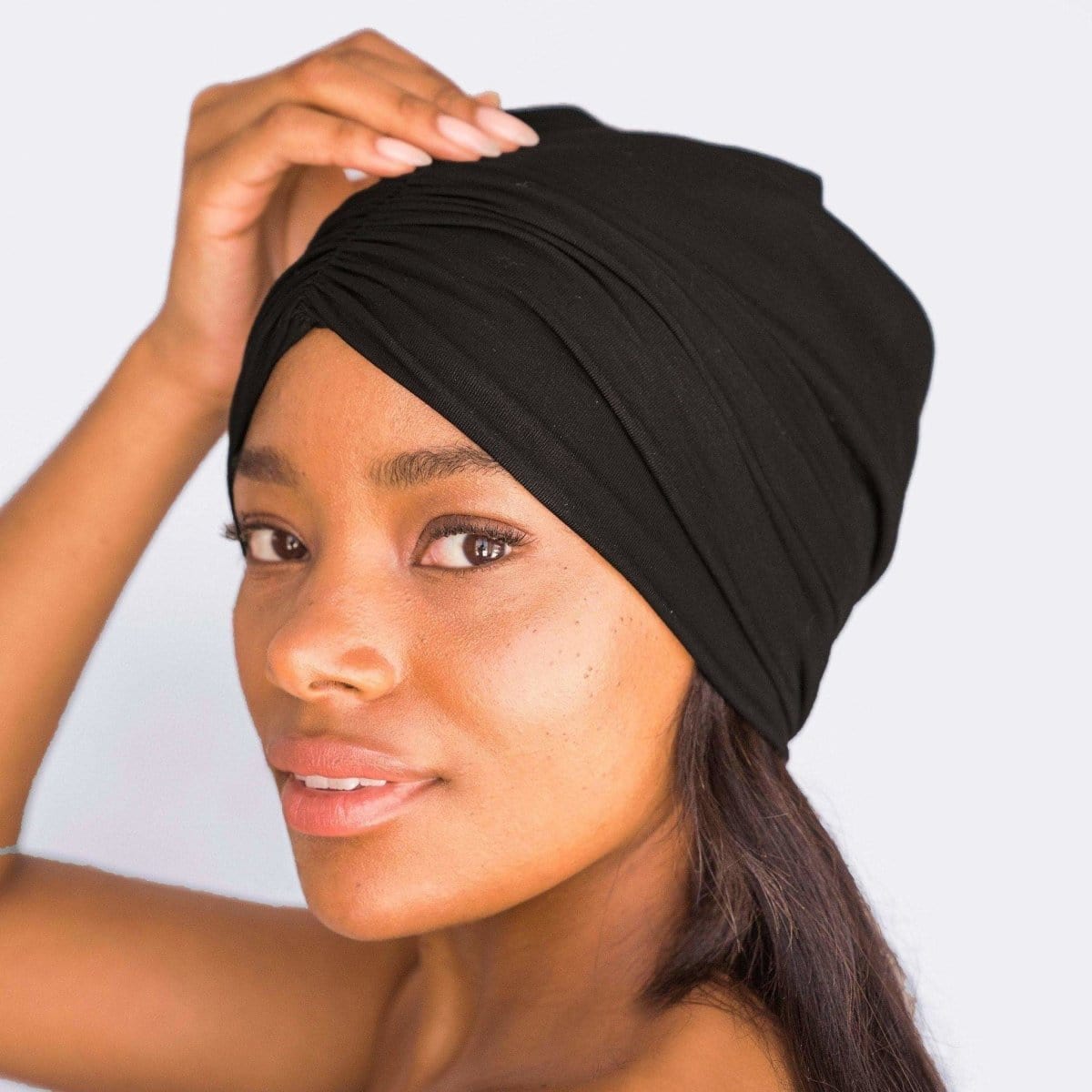 Satin Lined Jersey Bonnet - Black - KITSCH